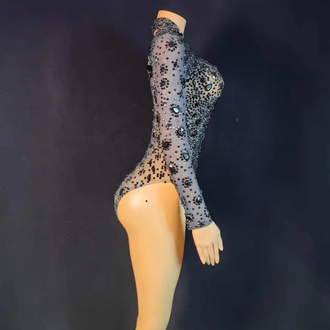 Strass Bodysuits Met Lange Mouwen Voor Dames Clubbing Dj Ds Gogo Zangeres Podiumkleding Dj Celrbrate Mardi Gras Body Suits