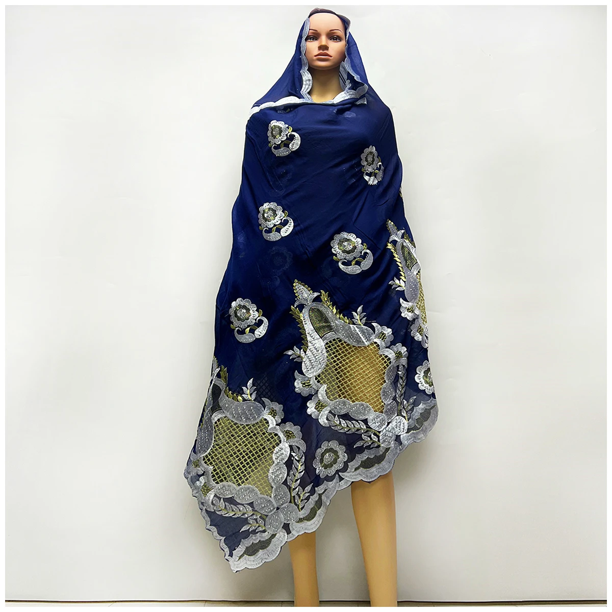 2025 New Hot Sale African Women 100% Cotton Hollow Out Devise Scarf Muslim Women Hijab Scarfs Big Size Cotton Scarf for Shawls