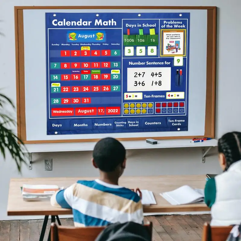 Pocket Calendar For Classroom Educational Math Classroom Calendar Teaching Aid Colorful Classroom Calendar With Word Cards