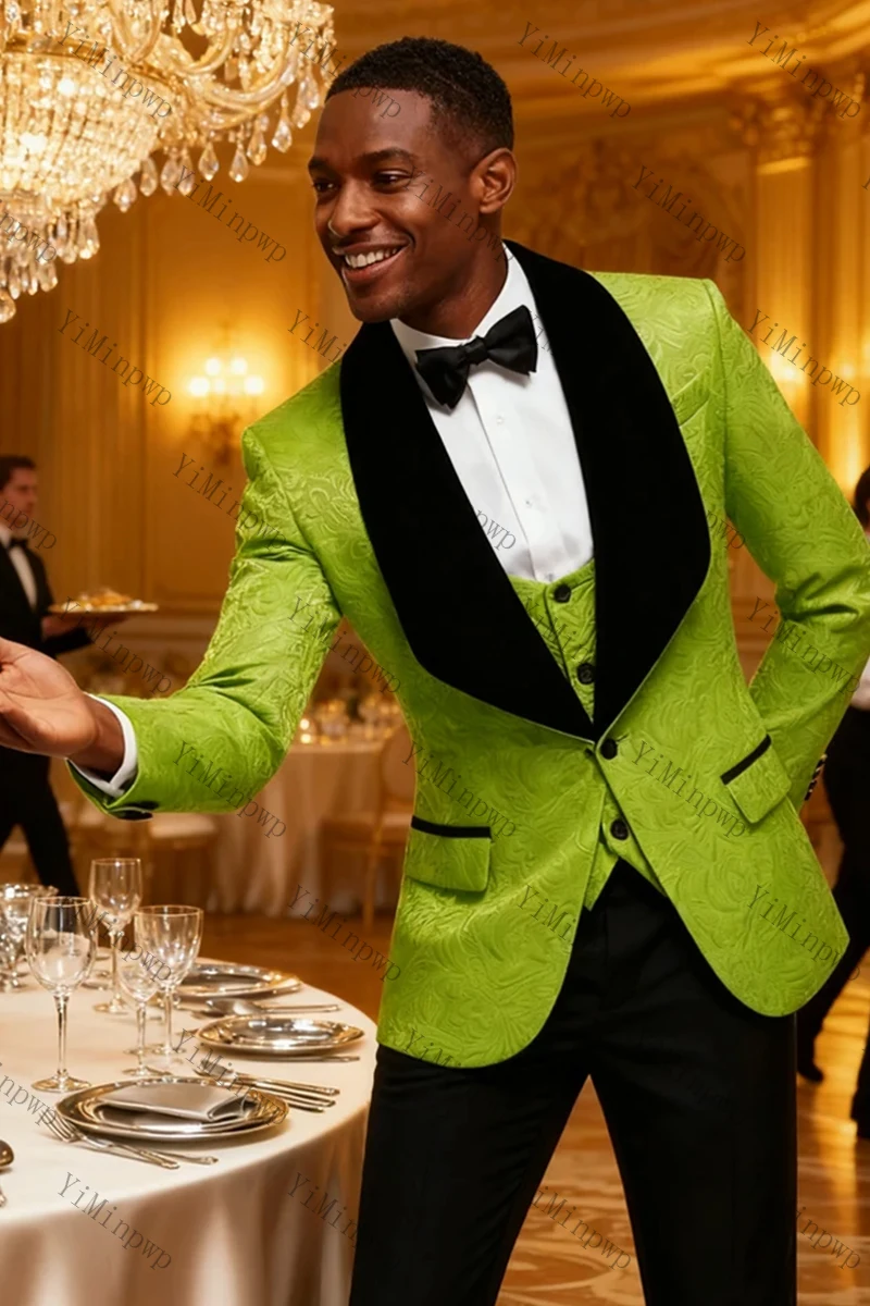 YiMinpwp Green Jacquard Men Su - Men Formal Wear Modern recension och pris