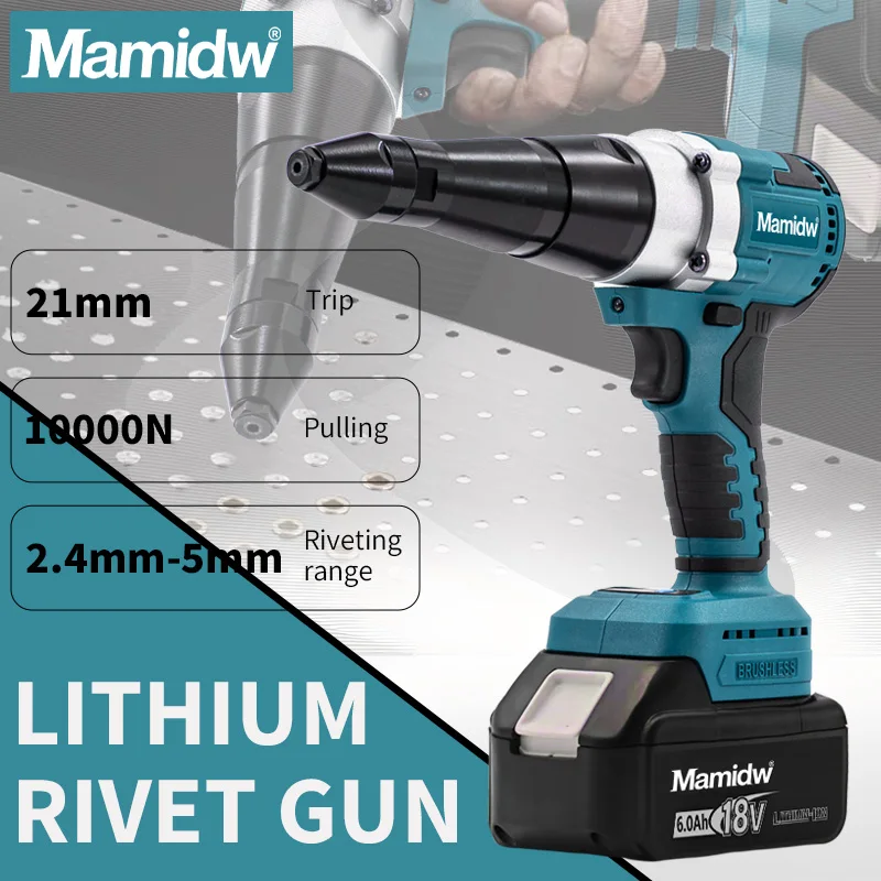 

Brushless Electric Rivet Gun LED Cordless Multifunctional Rivet Nut Gun Automatic Riveting Tool For Makita 18V Battery pin