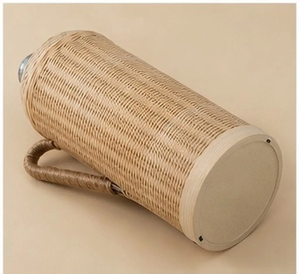 1Pcs Handmade Bamboo Thermal Kettle Premium Food-Grade Stainless Steel Inner Pot Retro Stylish Insulated Water Bottle for Home