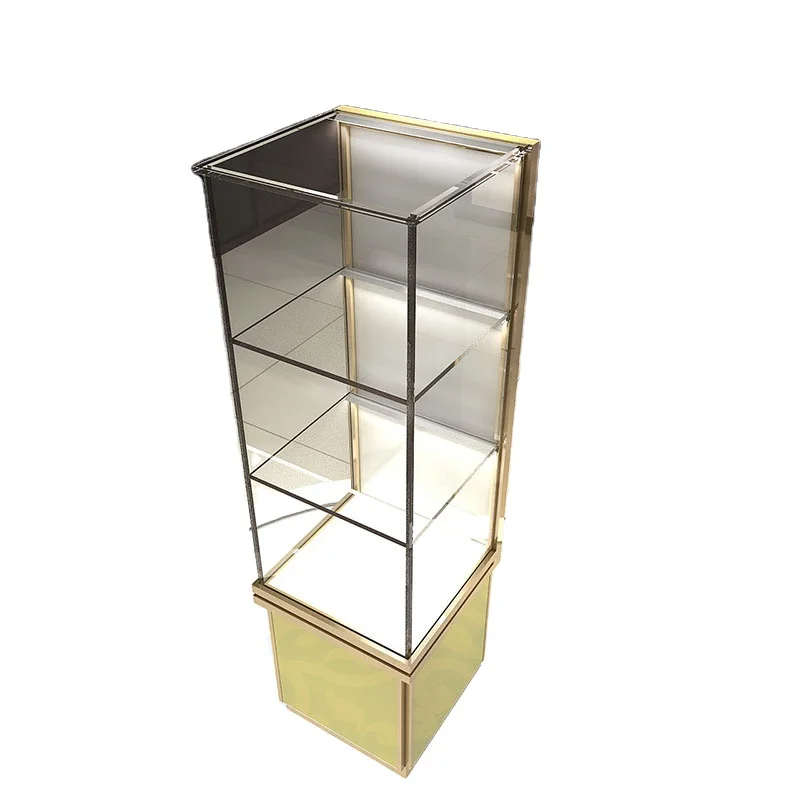 

custom.KEWAY Custom Color 45*45*180cm Temper Glass Display Cabinet Shopping Center Item Showcase