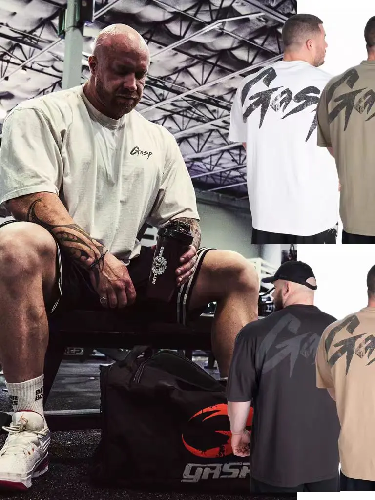 2026 Fitness man's loose sports T-shirt. Made of cotton, it is comfortable and suitable for sports enthusiasts.