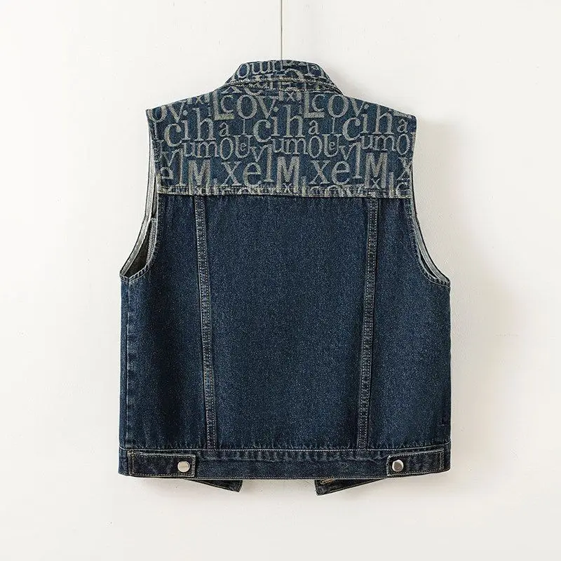 2026 Spring and Autumn denim vest new retro lapel thin sleeveless denim vest women's single breasted versatile denim vest jacket