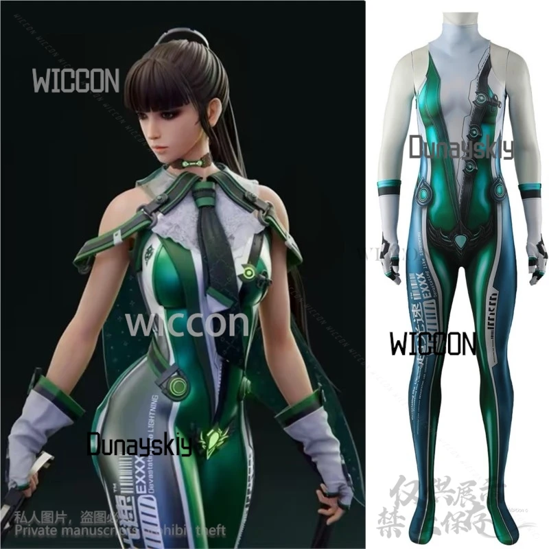 أنيمي لعبة Nikke تأثيري بليد كولاب حواء زي ثلاثية الأبعاد مطبوعة الأخضر مثير بذلة الشرير Zentai ارتداءها Y2K Jirai Kei الفتيات كوس