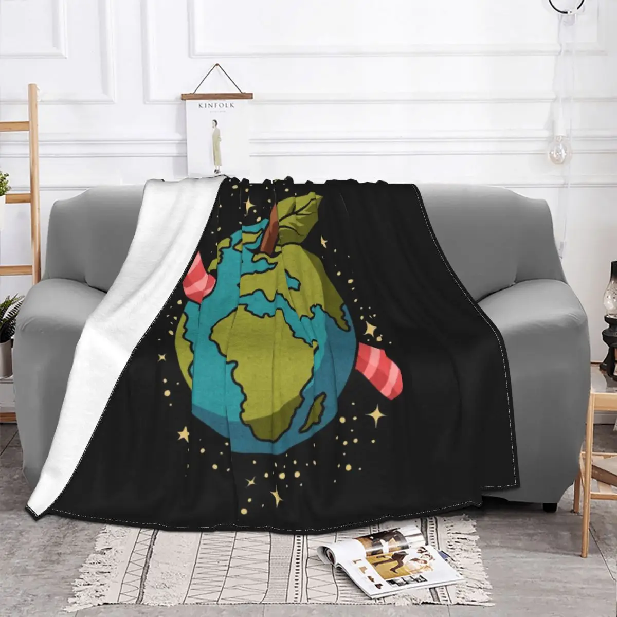 Earth And Earthworms Blanket Blue Star, Third Planet Fleece Velvet Spring Autumn Ultra-Soft Throw Blankets For bed Rug Piece