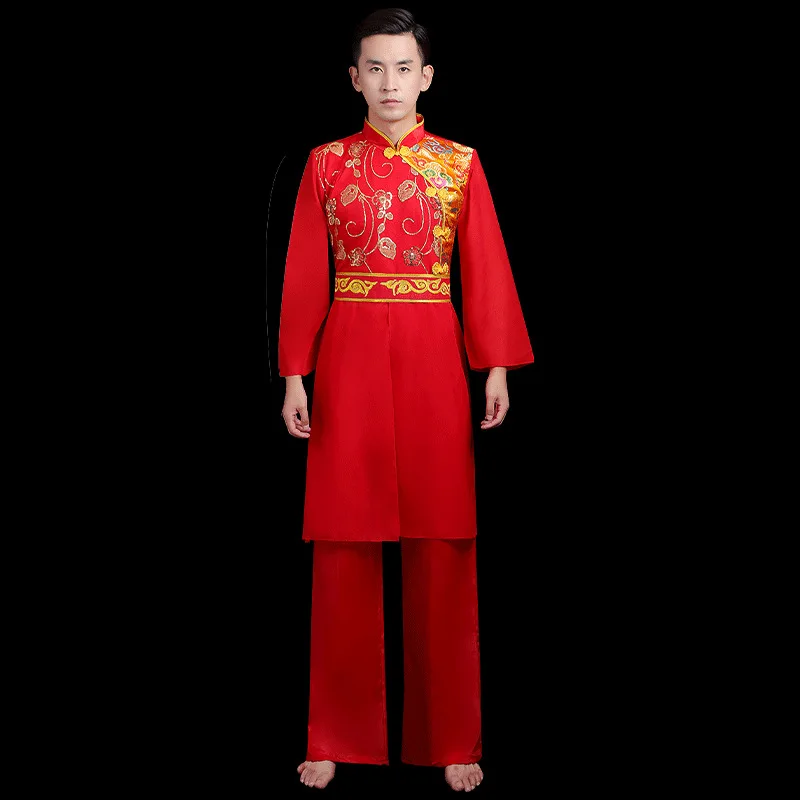 Ancient Chinese Clothes Drum Performance Festive Yangko Ethnic Classical Dance Costumes Male Chinese Style Female Dancewear