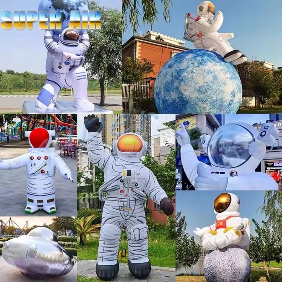 Werbenanpassung riesiger aufblasbarer Cartoon aufblasbarer Raumfahrer mit Mond