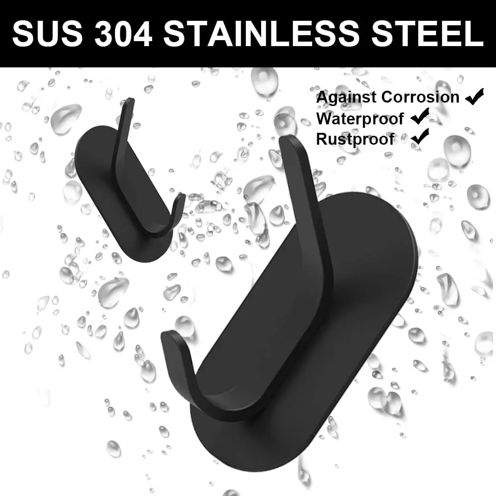 Crochets Adhésifs Imperméables en Acier Inoxydable, pour Manteau, Chapeau, Serviette, Robe