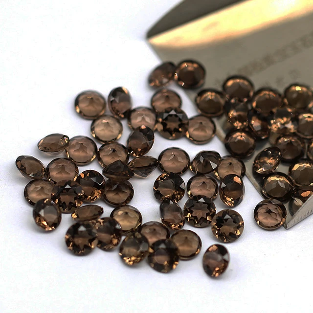 Wholesale Natural Smoky Quartz Round Brilliant Cut AAA Quality VVS Coated Loose Gemstone Size in 3MM 9MM For Jewelry AliExpress