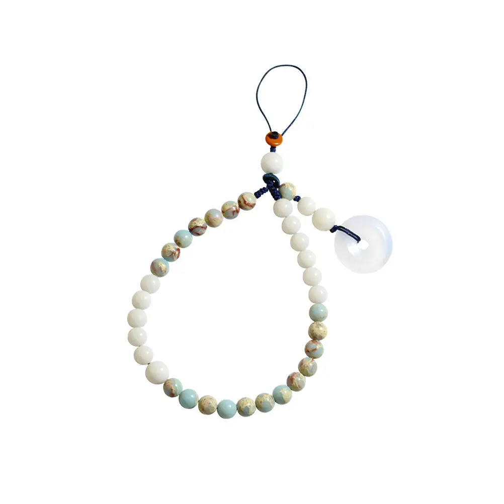 1Pcs Chinese Chalcedony Charm Strap Phone Chain Wrist Lanyard for Smartphone Camera Tablet Key Ring Hand Chain Gift Chinese