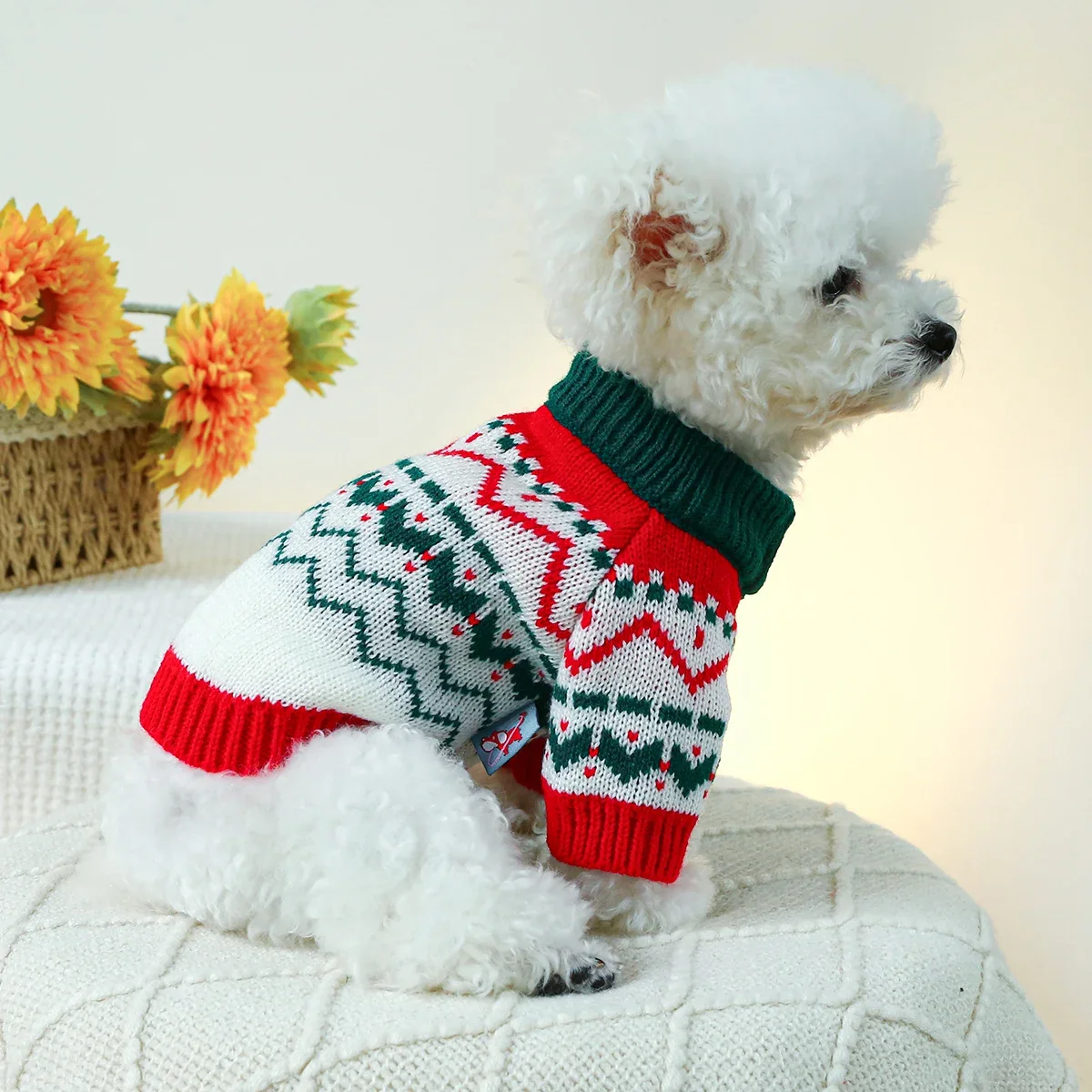 1PC Pet Apparel Dog Cat Christmas Fireworks Elastic Pullover Knitted Sweater Autumn Winter Thickened Warm For Small Medium Dogs