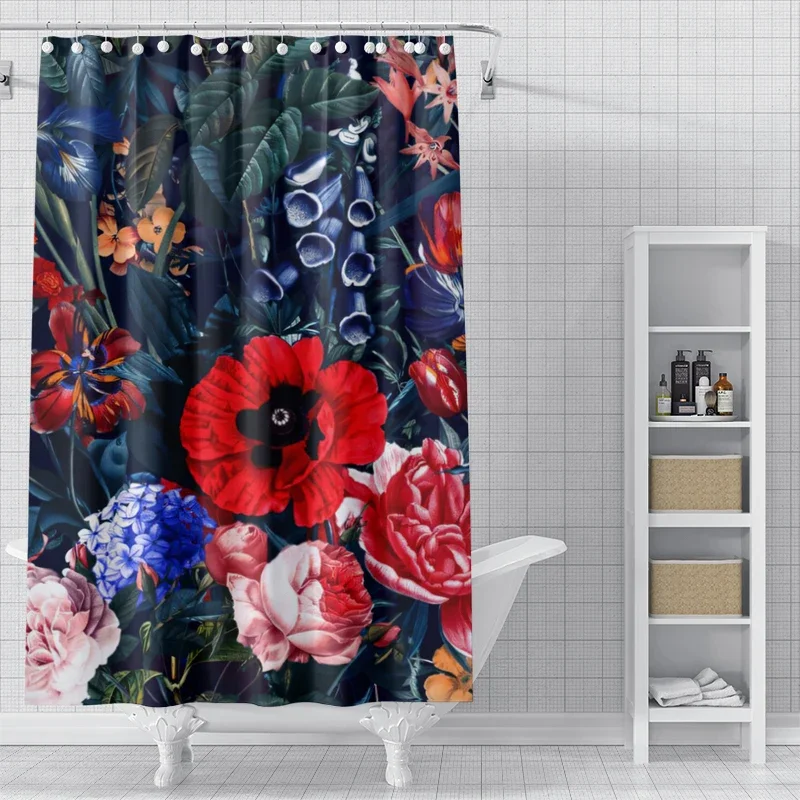 Home shower curtains for bathroom waterproof fabric Modern Nordic style bathroom Curtains shower curtain morandi plant fruit