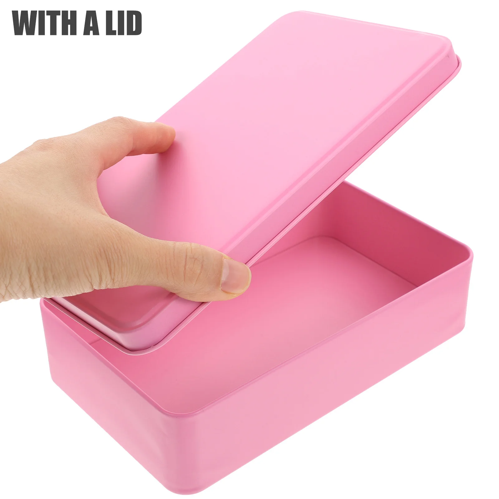 

3 Pcs Storage Box Boxes with Lids Cookie Containers Metal Candy Tins Empty Decorate Rectangle Biscuit Pink Decorative Travel