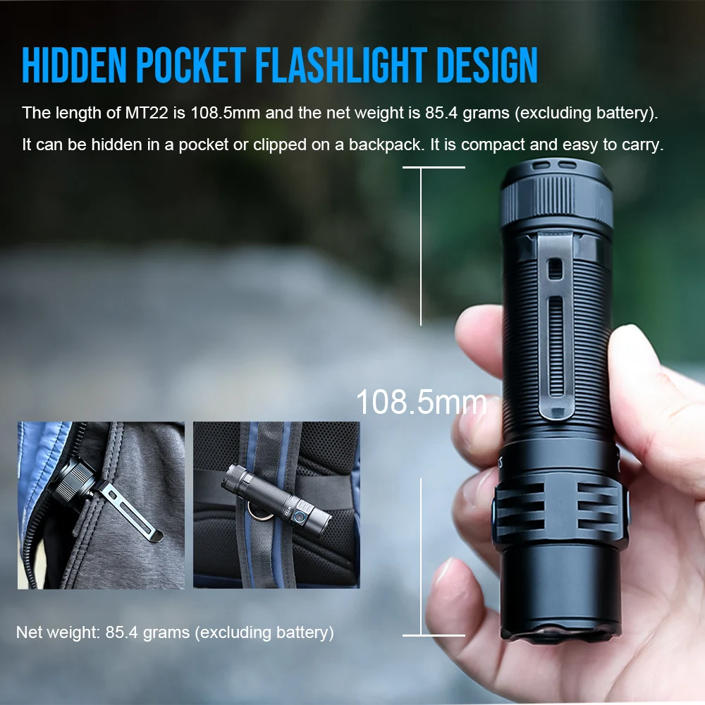 Trustfire MT22 Linterna táctica LED EDC recargable USB con powerbank - imagen 2