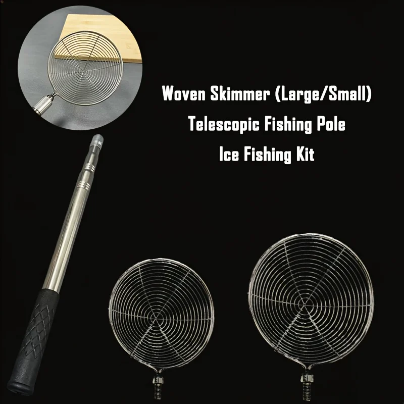 

1pc Scalable Rod + 1pc Stainless Steel Ice Fishing Skimmer Set Hole Cleaning Tool Portable Ice Surface Operation Accessories