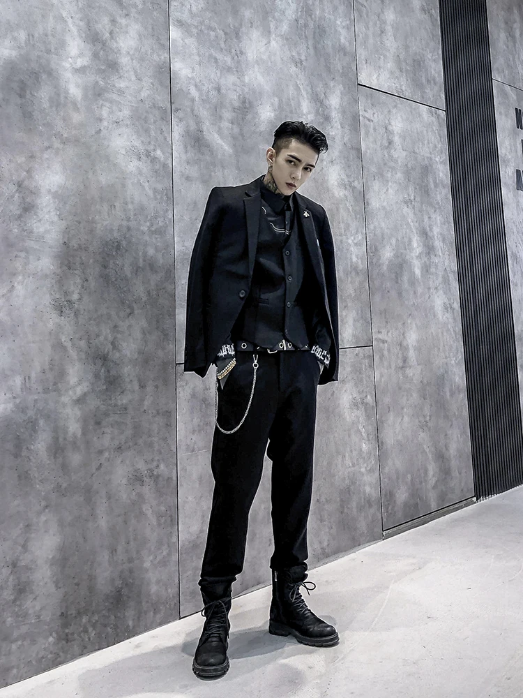 

Bla Tee-Piece Suit Korean Sle Casual Woolen Fabric Four Seasons Men's Best Man Dr Suit Youth Vitali Wind