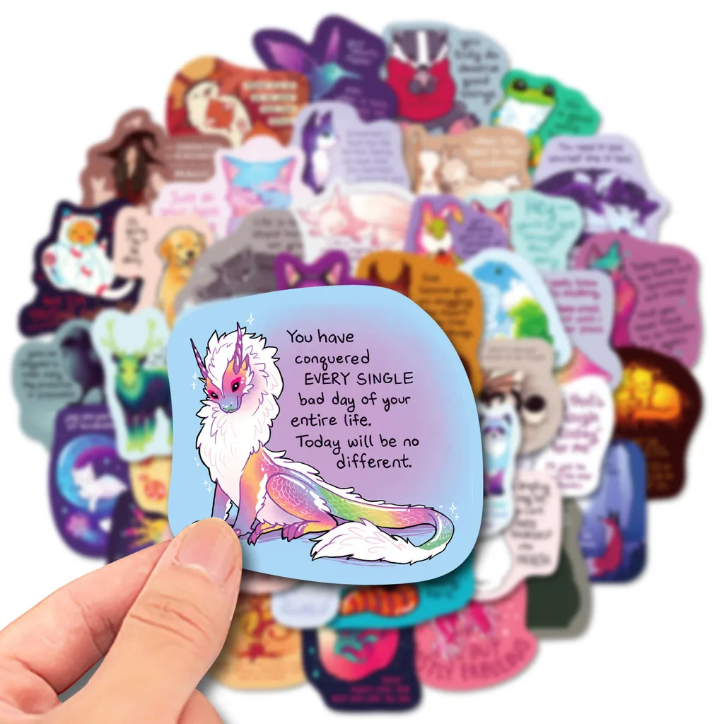 50Pcs Fun Motivational Word Stickers, Delicate Text Pattern Decals, DIY Decor for Journal Planner, Water Bottle and Tumbler