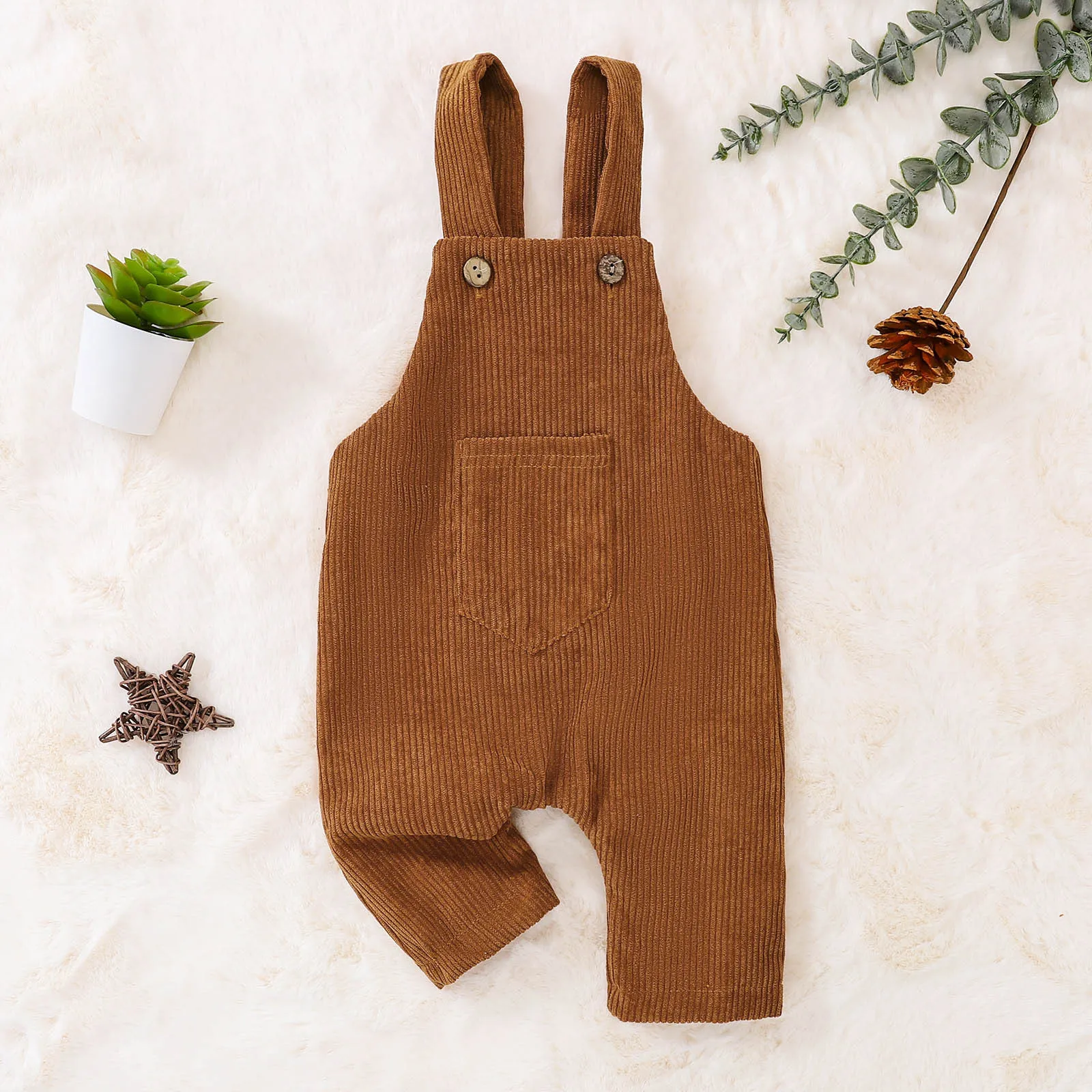 Toddler Boys Girls Sling Jumpsuit Corduroy Warm Overalls Spring Autumn Solid Color Sleeveless Suspender Fashion Pants 0-5Years