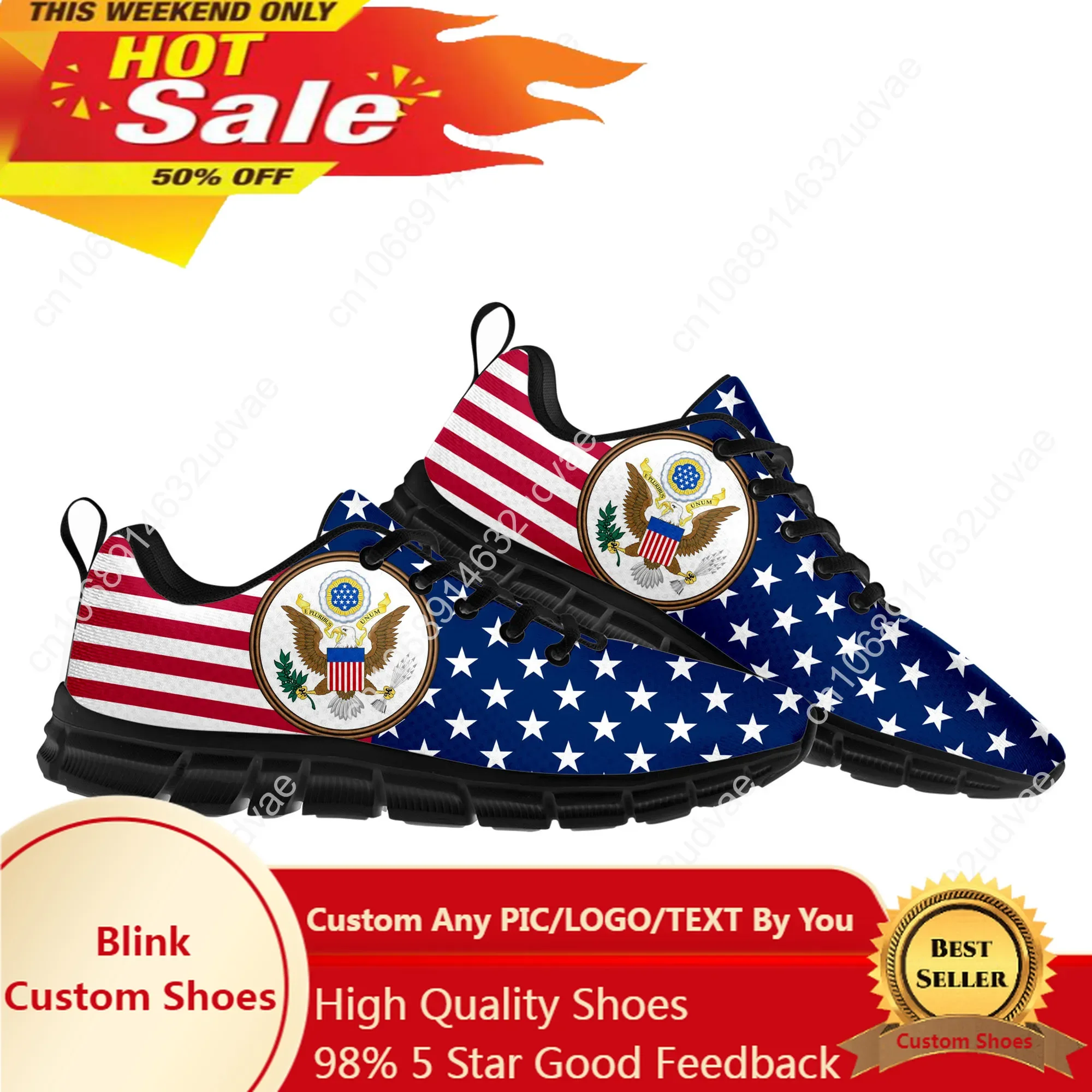 Zapatos deportivos de arte para hombres, mujeres, adolescentes, niños, zapatillas casuales, zapatos de pareja de calidad personalizados, bandera de Estados Unidos, América, rojo, azul, blanco