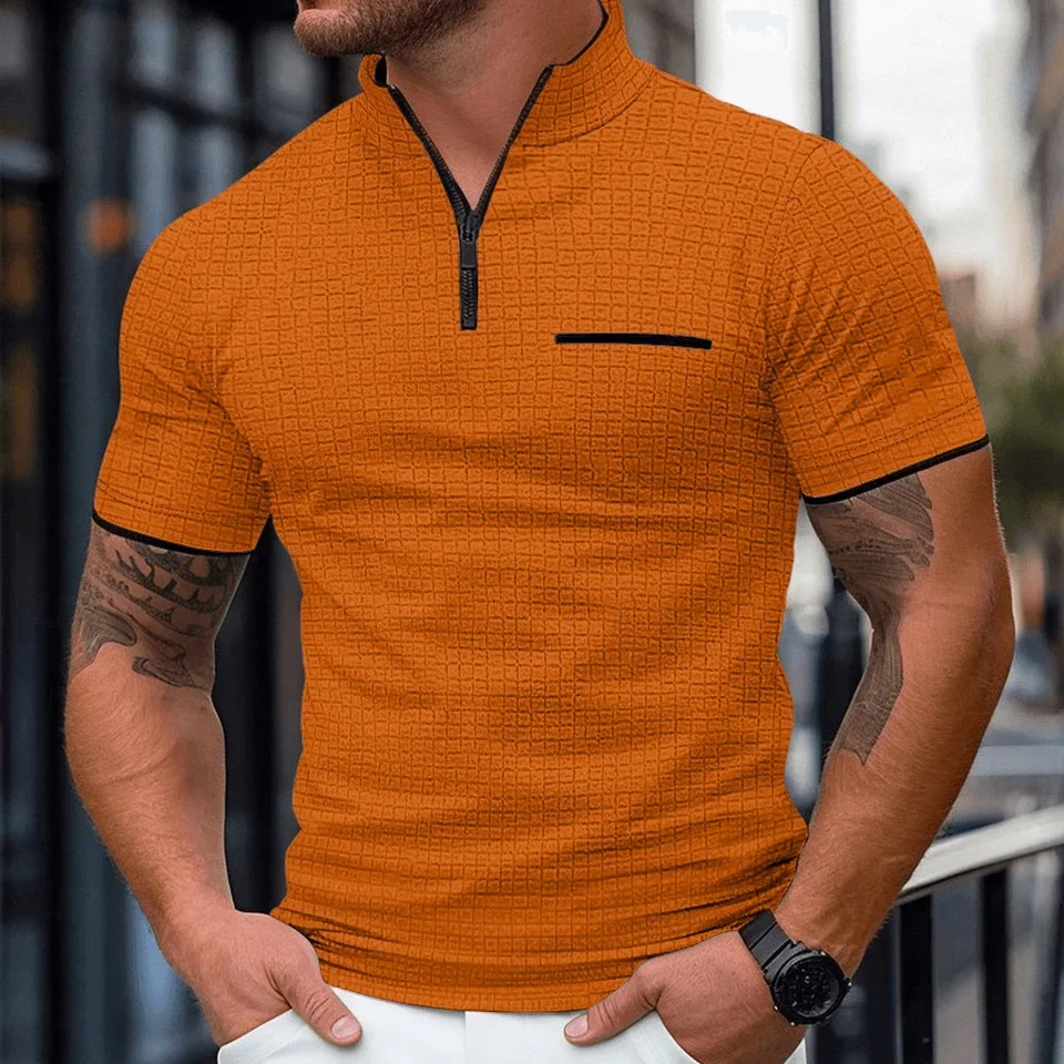 New Products, Men's Clothing, Summer POLO Shirt, Zipper Pocket Casual Men's T-Shirt Top