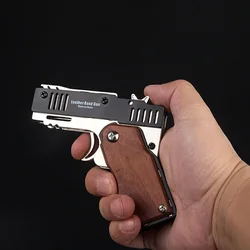 Pistola de banda de goma plegable, juguete para niños, pistola de banda de goma de seis disparos de Metal, colgante de llavero para niño, pistola de bala suave