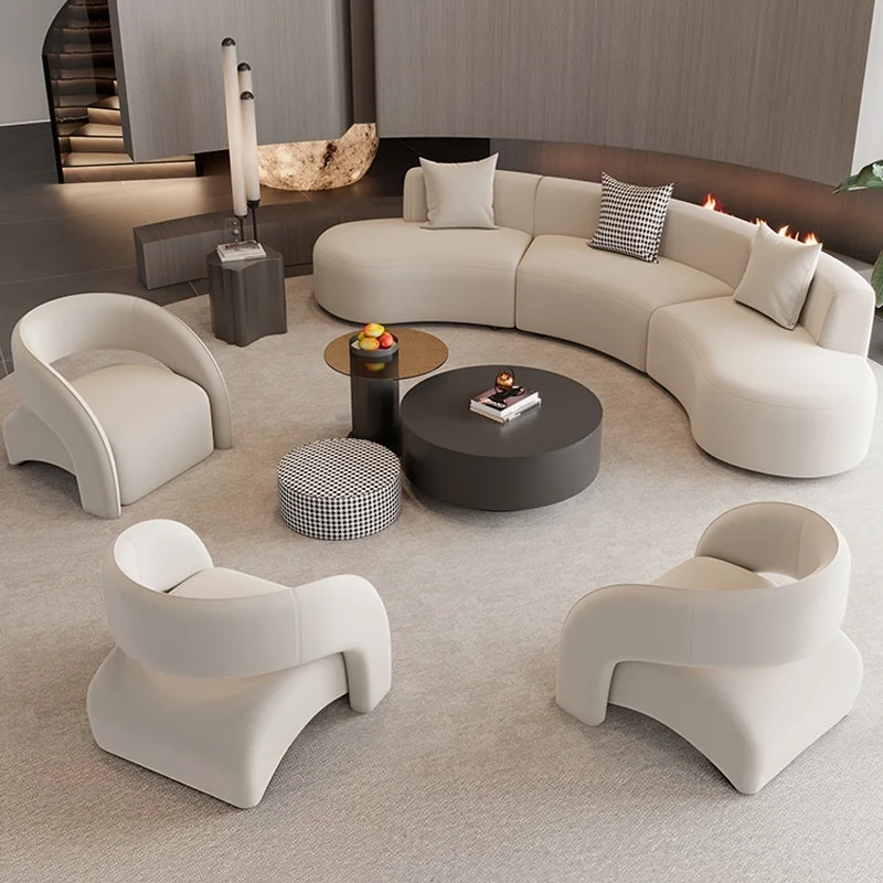 `Hotel Lobby Sofa Coffee Table Set Curved Sectional Reception Lounge Sales Office Beauty Salon Rest Area Furniture`