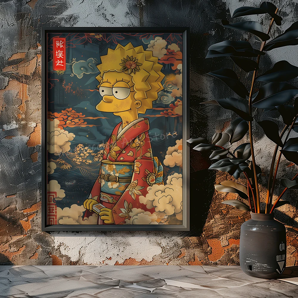

Disney Lisa Simpson Japanese Style Art Poster Cartoon Figure Wall Art Canvas Painting Prints Porch Gallery Wall Decor