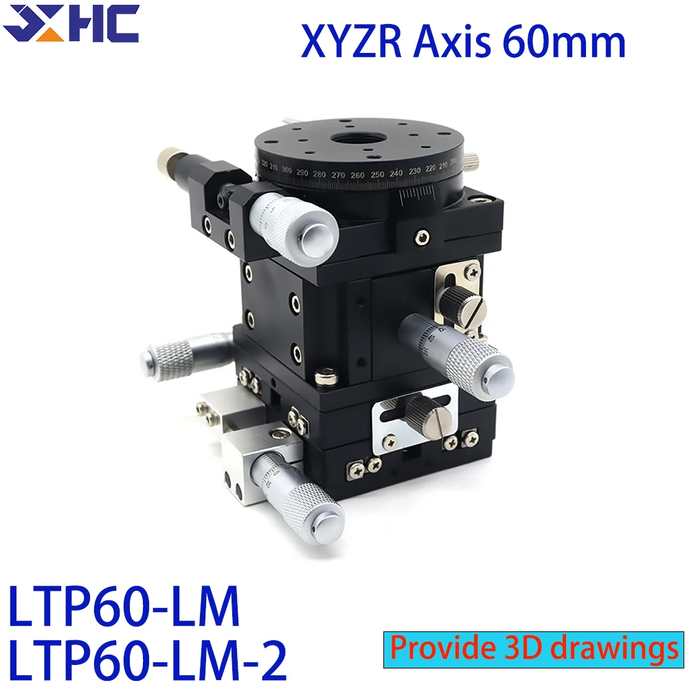 

XYZR Axis 60×60mm LTP60-LM LTP60-LM-2 Sliding Table V-shaped 4-Axis Fine-tuning Platform Manual Linear Platform Adjustable