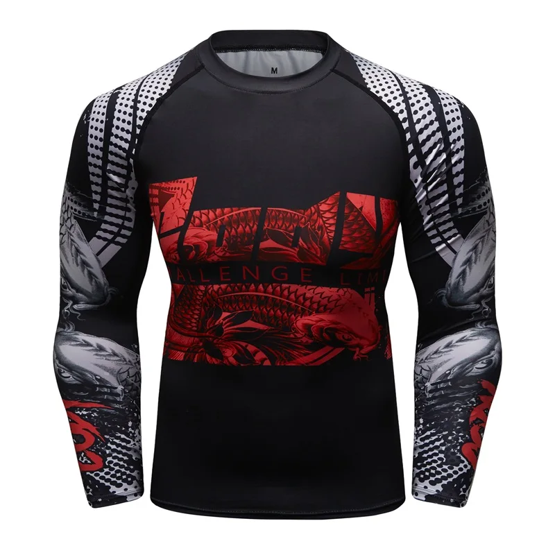 Brand New UFC BJJ MMA GYM Work Out Compression Rashguard T Shirt Men Exercise 3D Fitness Tights Bodybuild Cross Fit Rash Guard