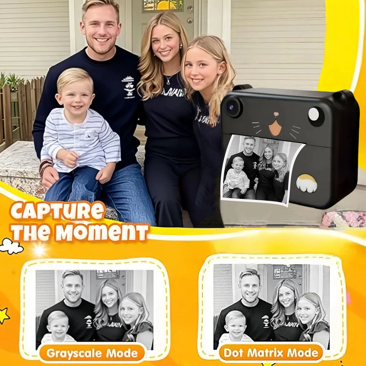 Câmera digital infantil para fotografia, mini impressora portátil térmica instantânea, câmera fotográfica para crianças, 1080p, hd, 2.4 polegadas, brinquedo, presentes