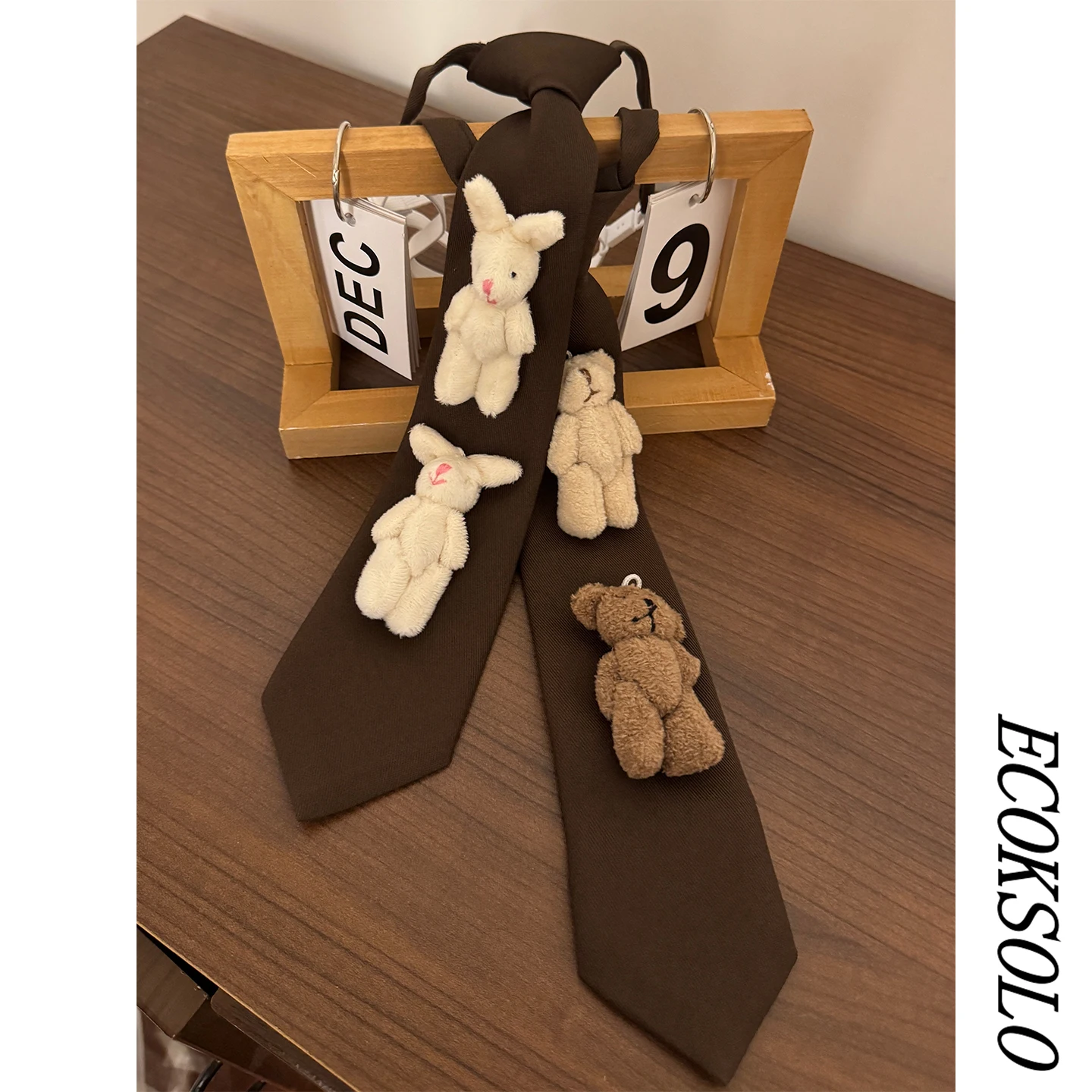 ecoksolo2026-レディースぬいぐるみウサギネクタイ-カレッジスタイル-ベア多用途ネクタイ-夏-アメリカンレトロファッションアクセサリー