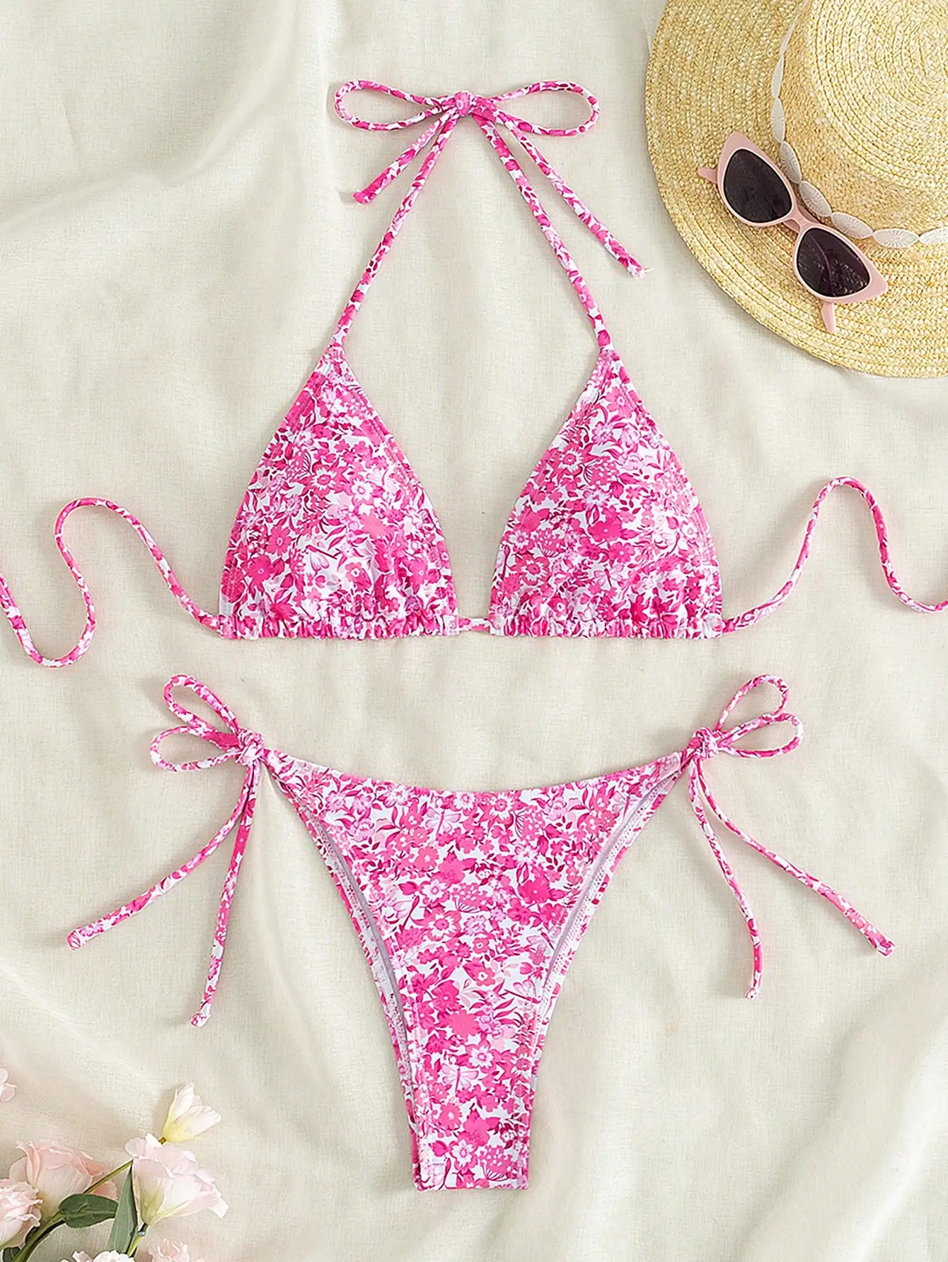 

ZAFUL милый комплект купальника из двух частей с цветочным принтом, сексуальное и милое бикини для девочек