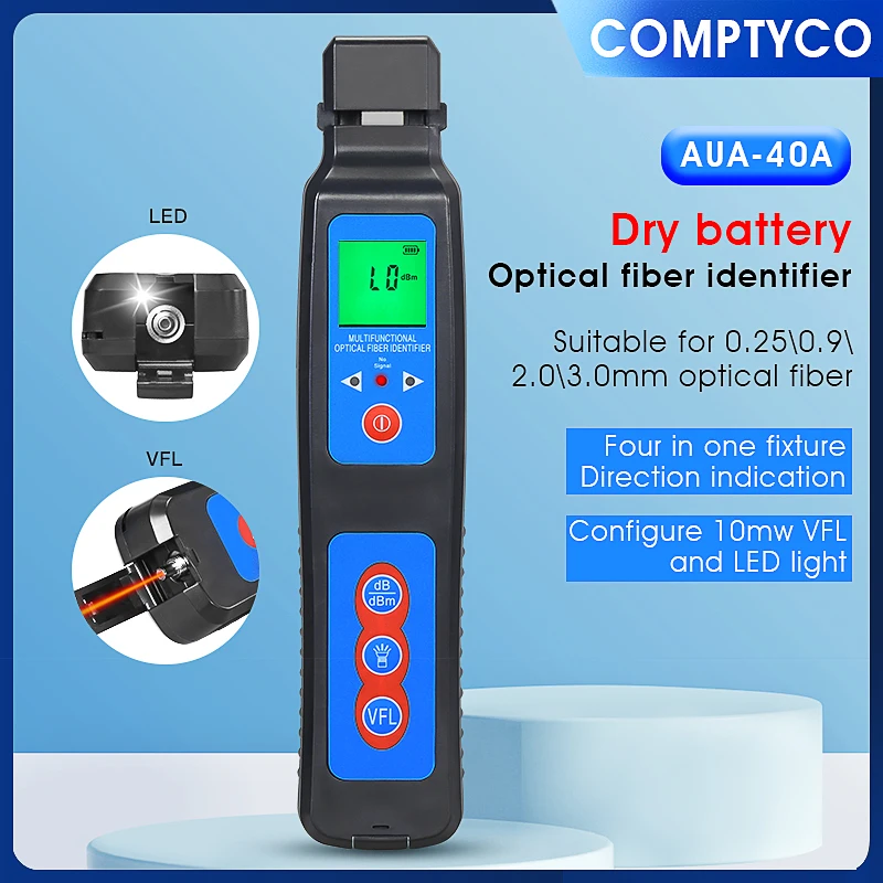 Imagem -02 - Identificador de Fibra Óptica Comptyco Aua40a Célula Seca Aua-40d Carregamento Iluminação Led ao Vivo Vfl 10mw