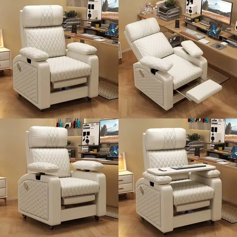 Ergonomic Leather Gaming Chair with Diamond Quilted Backrest Adjustable Armrests for Office Home Internet Cafe Computer Seat