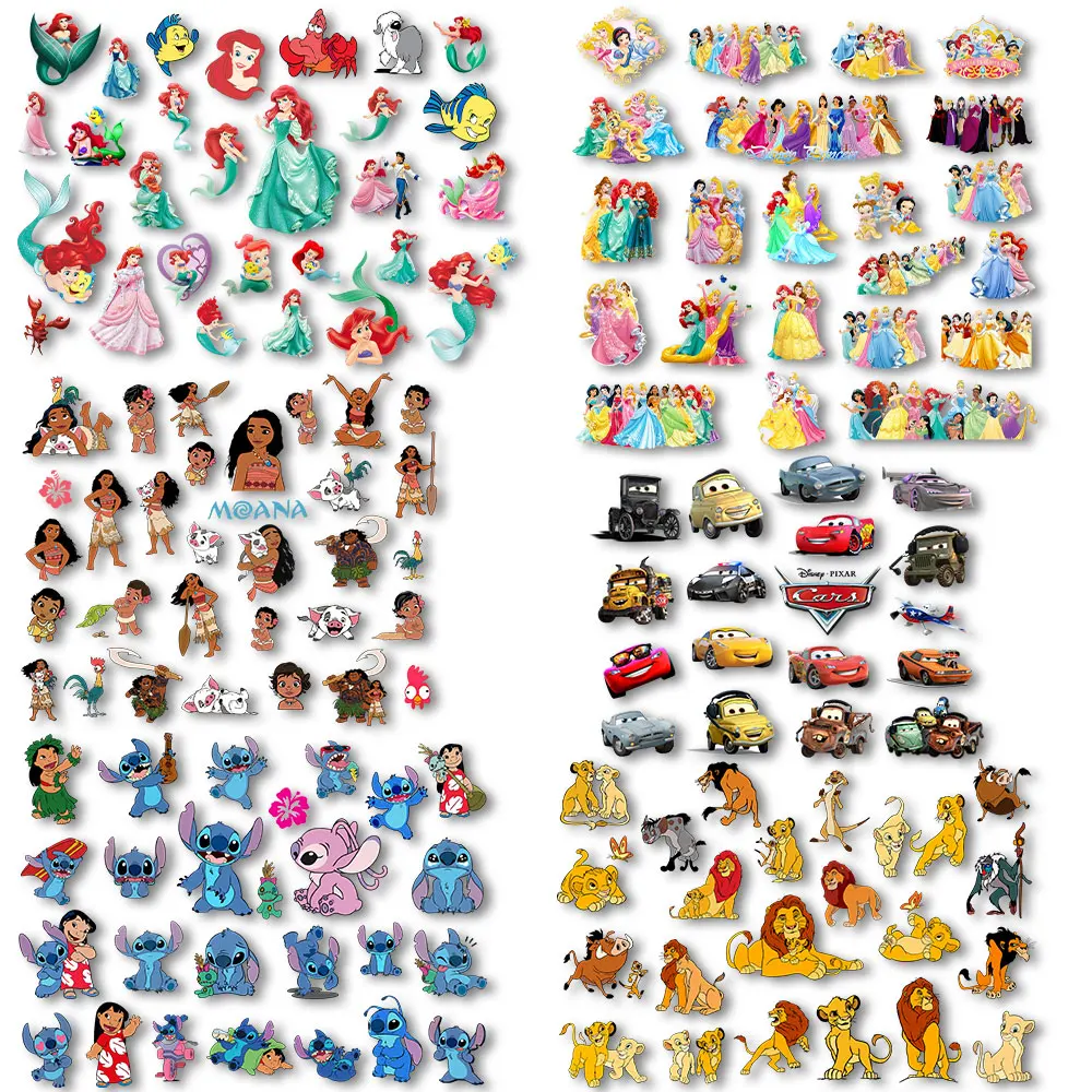 Mini Iron on Decals Mickey Minnie Princess Heat Press Stickers for Clothes Thermal Transfer Prints