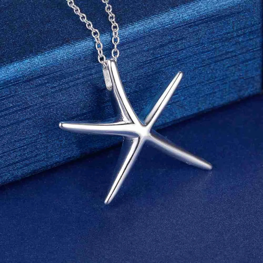 Hot y2k style Costume Jewelry sets 925 sterling Silver precious Starfish necklaces bracelet for women Fashion Party wedding gift view 4