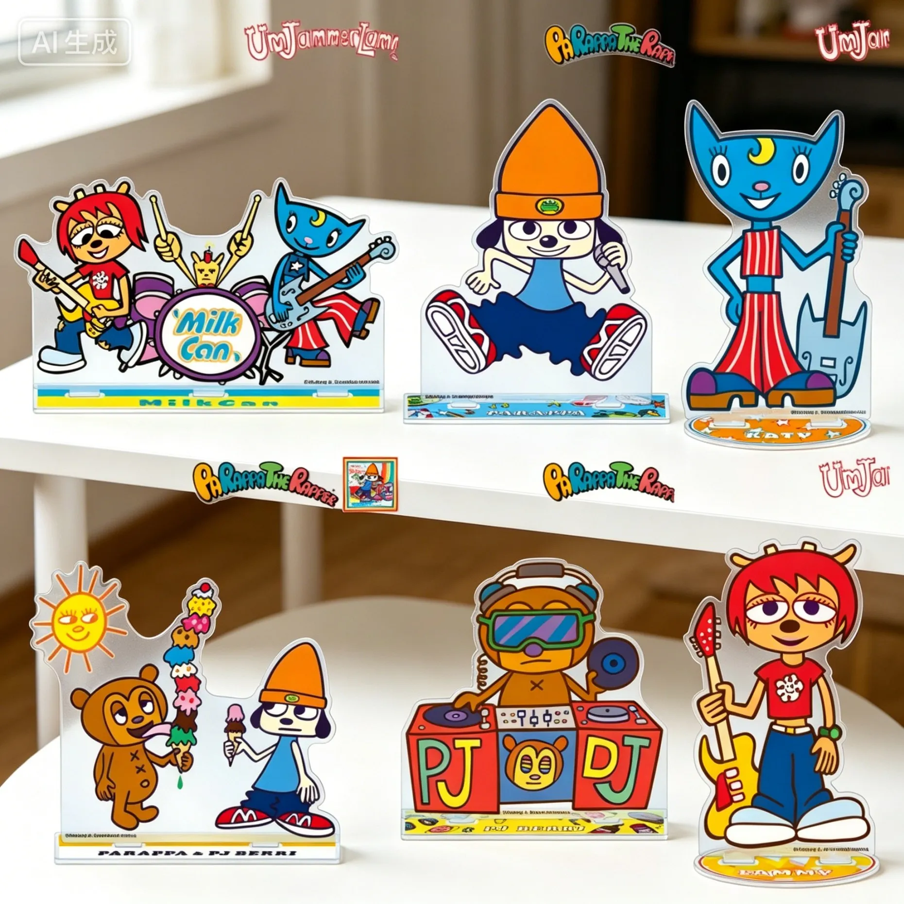 Game PaRappa the Rapper PaRappa PJ Berri Crylic Stand Model Plate Keychains Desktop Ornament Gifts For Friends