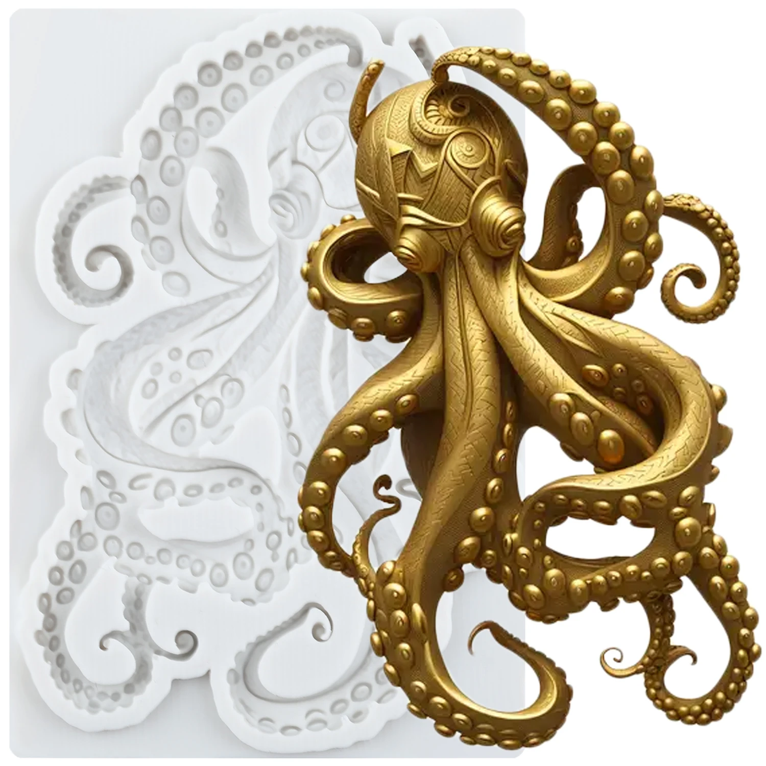 Octopus Silicone Molds Squid Fondant Cake Decorating Tools Cupcake Topper Candy Sugar Craft Gum Paste Polymer Clay