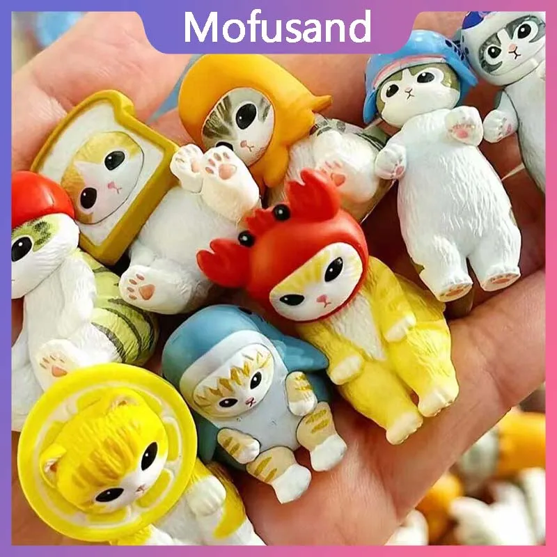 Милая экшн-фигурка Mofusand Q, креветки, Nyan Neko, короткошерстной тигр, Оранжевый кот, аниме мультяшная Коллекционная модель, кукла, декоративная игрушка, подарок