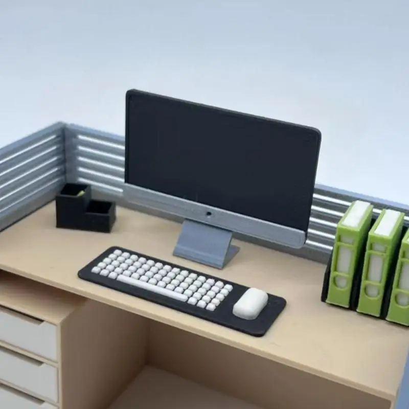{H} Realistic Mini Desktop Computer Model For Dollhouse Decor Sandtable Photo Props Office Computer Scene Decoration