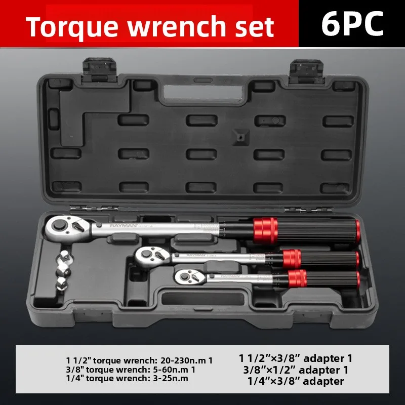

Preset Torque Wrench 6PC Adjustable Quick Torque Large Medium Small Fly Auto Repair Socket Tool Set