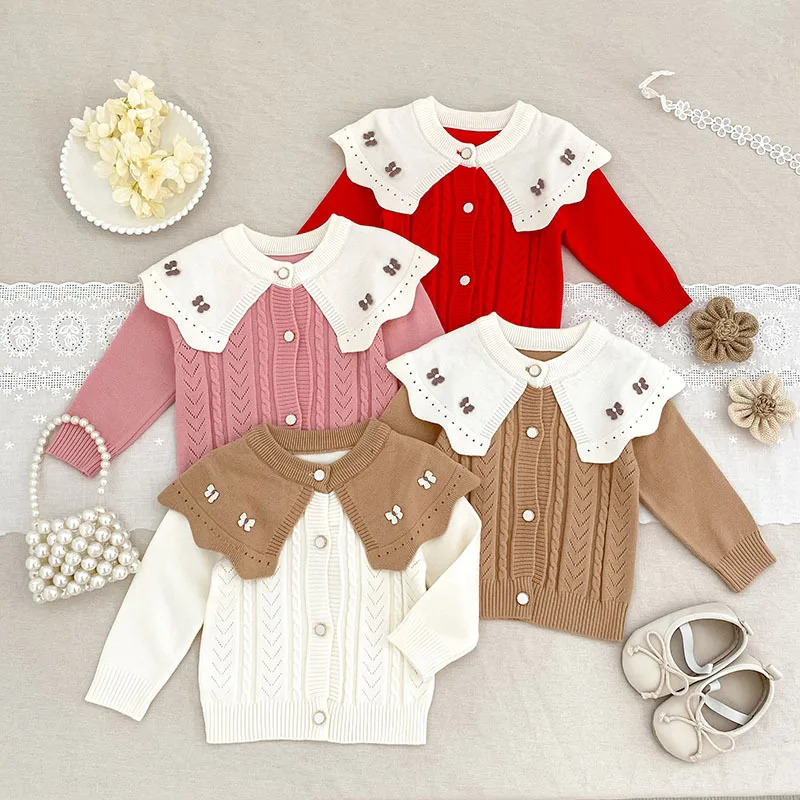 

2025 New Autumn Winter Baby Girl Fashion Knit Cardigan Knitted Sweater Top Coat Toddler Clothes for 0-1 Years Old Cute Outfits