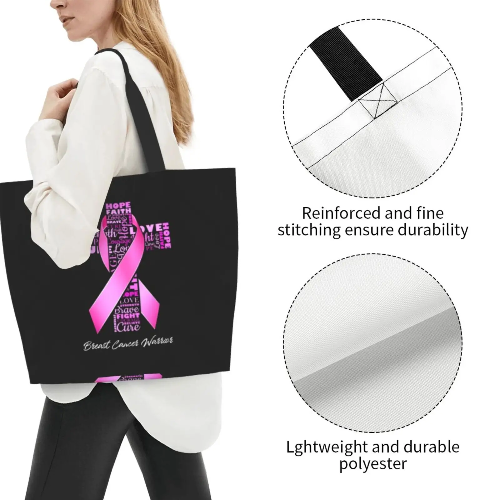 Breast Cancer Survivor Gifts for Women Tote Beach Bag Shopping Bag for Women Nurse Home Breast Cancer Awareness Party Supplies