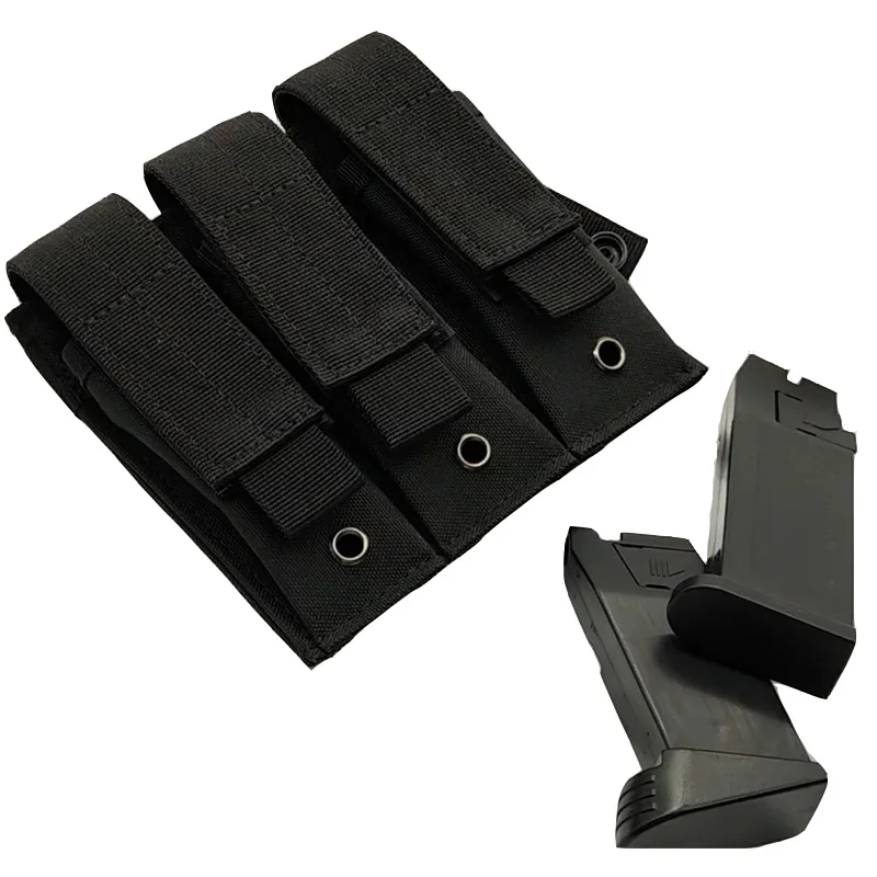 Tactical 9mm Pistol Magazine Pouch for Glock 17 19 M9 SIG Universal Molle Flashlight Knife Hunting Accessories Tool Pocket