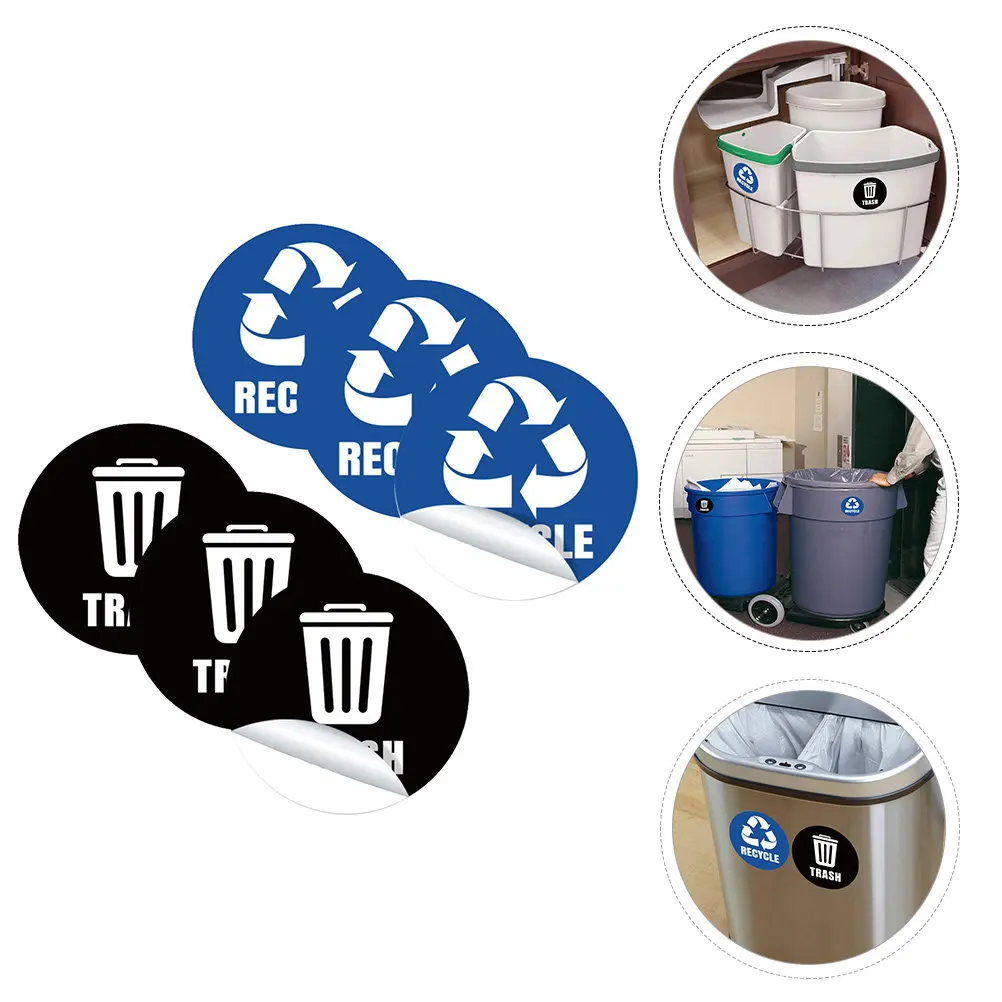 1Set Trash Can Stickers Garbage Sorting Labels PVC Safe Non Toxic Reusable Waste Classification Decals for School Office Public