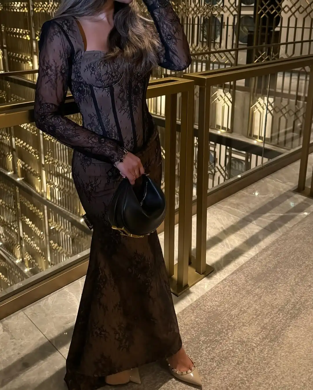 

Индивидуальные платья для выпускного вечера с длинными рукавами и русалкой, милые черные кружевные вечерние платья длиной до пола, вечерние платья