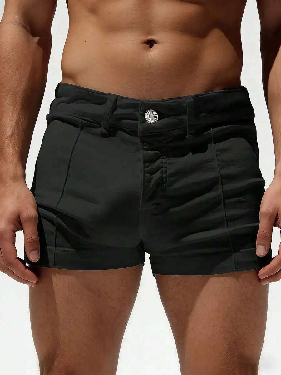 

Mens Slim Fit Zipper Waist Shorts Casual Outdoor Sports Beach Short