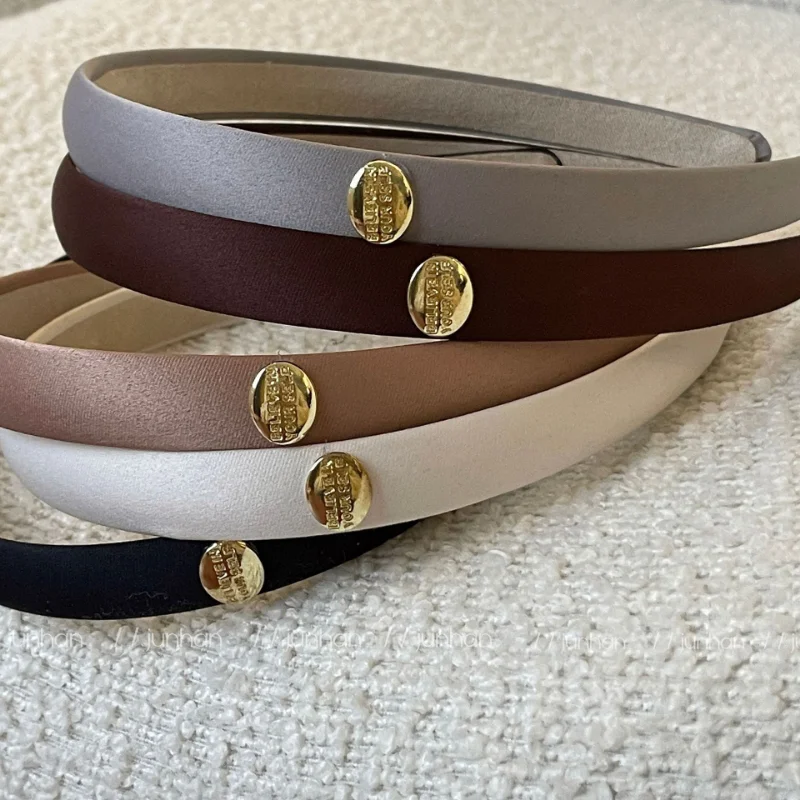 

Korean Solid Color Gold Standard Headband Female Head Buckle High Skull Top Simple Hair Clip Cloth Headband Hair Accessories